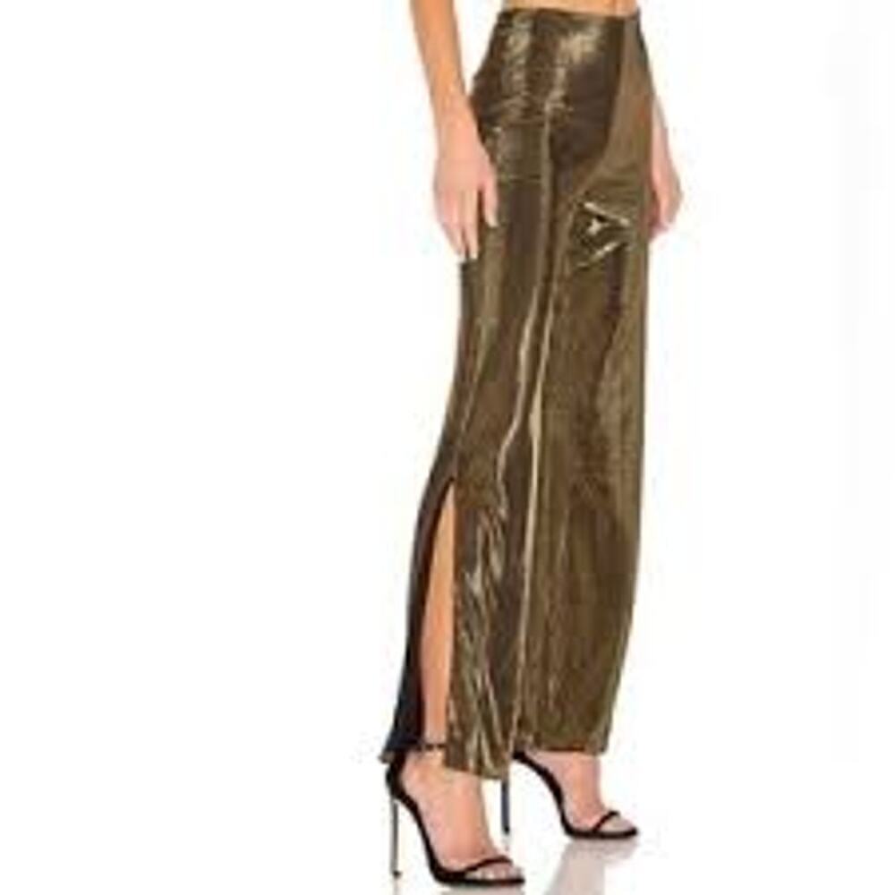 h:ours Revolve Sonora split leg metallic pants gold sz M lined party nye date - Picture 2 of 11